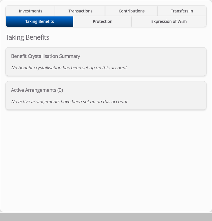 Role-Adviser > 06 Account Summary - NO DATA > Lower tabs